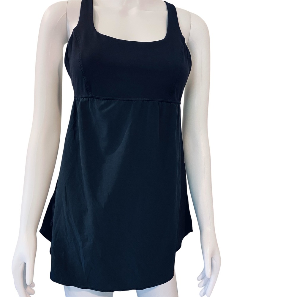 Lululemon Black Racerback Tank Top with Built-in Shelf Bra Flowy Yoga Activewear